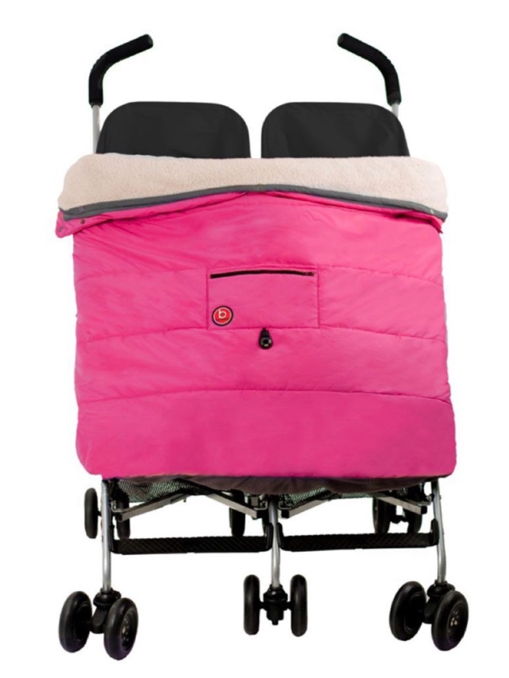 Blue Banana ‘Pink’ Double Stroller Blanket NWT Waterproof Sherpa Thermometer